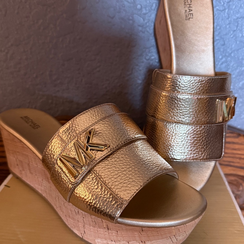 Michael Kors Gold Wedge Sandals